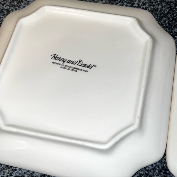 (2) Harry & David Ceramic Square Floral Design Plates - Picture 12 of 14
